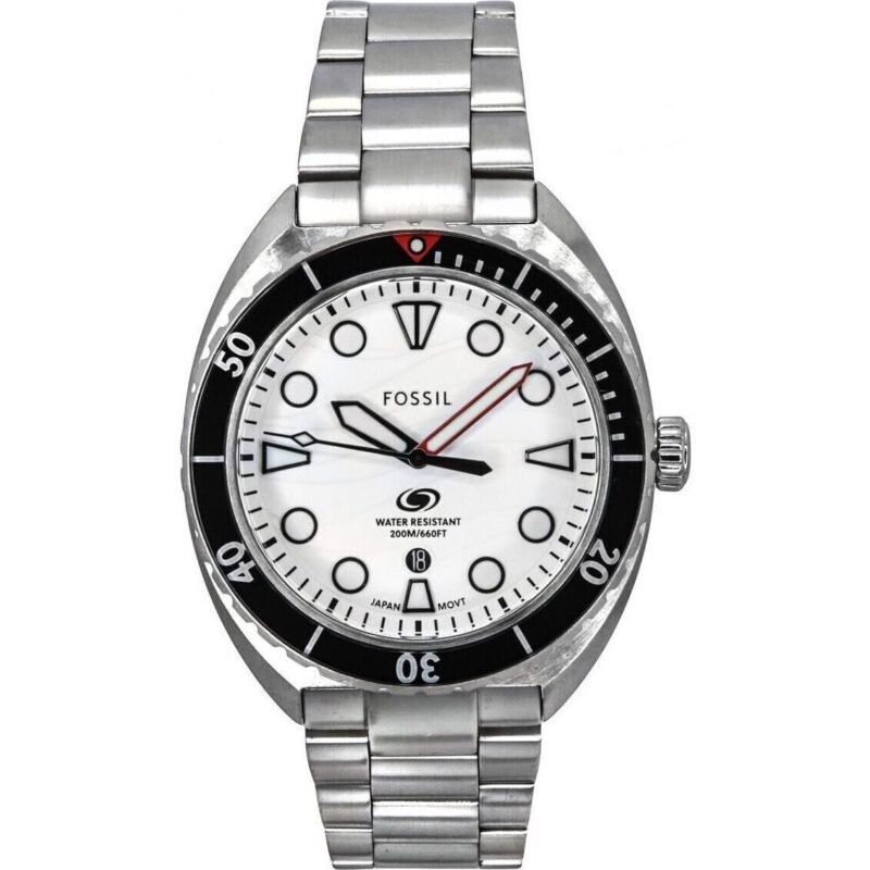 Fossil Breaker Stainless Steel White Dial Quartz Diver's FS6063 200M Men's Watch