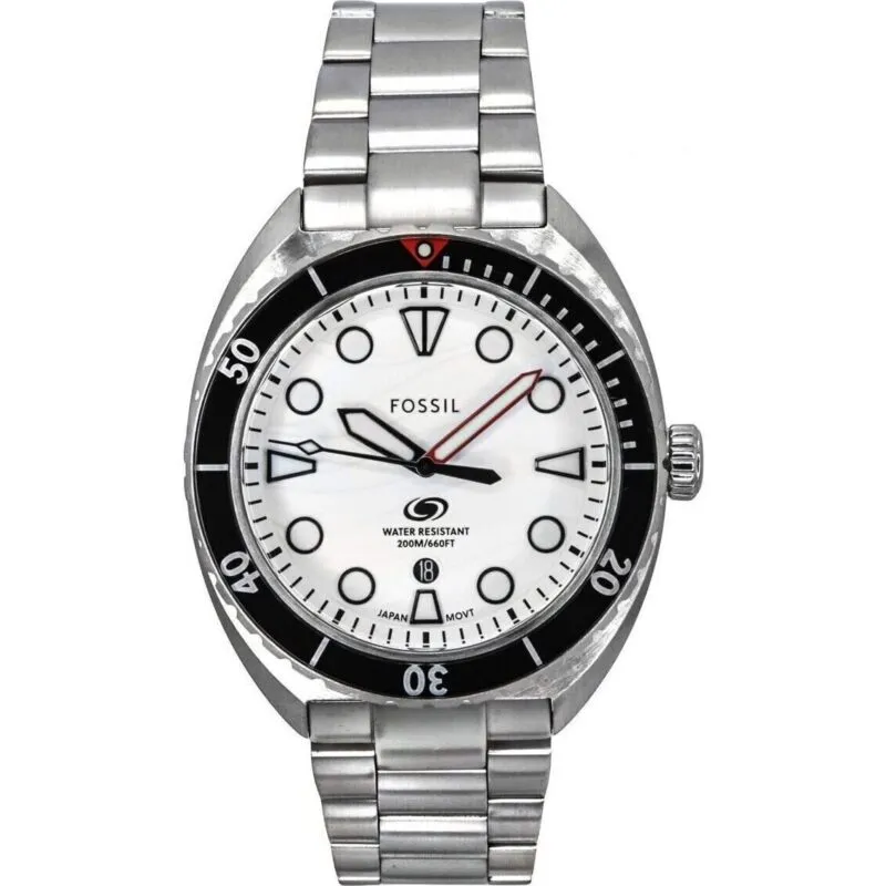Fossil Breaker Stainless Steel White Dial Quartz Diver's FS6063 200M Men's Watch