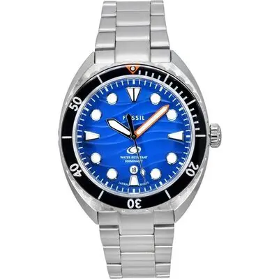Fossil Breaker Stainless Steel Blue Dial Quartz Diver's FS6064 200M Men's Watch