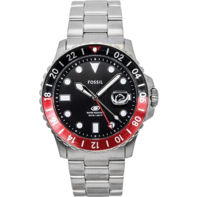 Fossil Blue GMT Stainless Steel Black Dial Quartz FS6092 100M Men's watch