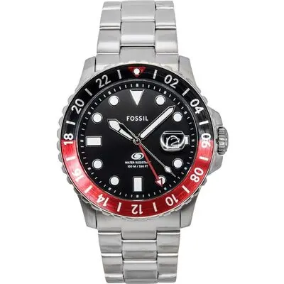 Fossil Blue GMT Stainless Steel Black Dial Quartz FS6092 100M Men's watch