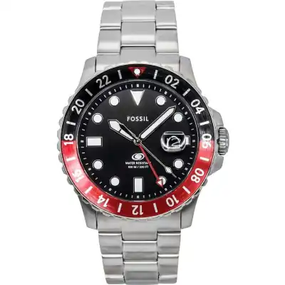 Fossil Blue GMT Stainless Steel Black Dial Quartz FS6092 100M Men's watch