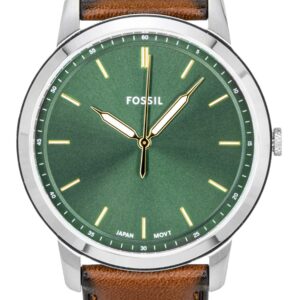 Fossil Minimalist Leather Strap Green Dial Quartz FS6094 Men's Watch