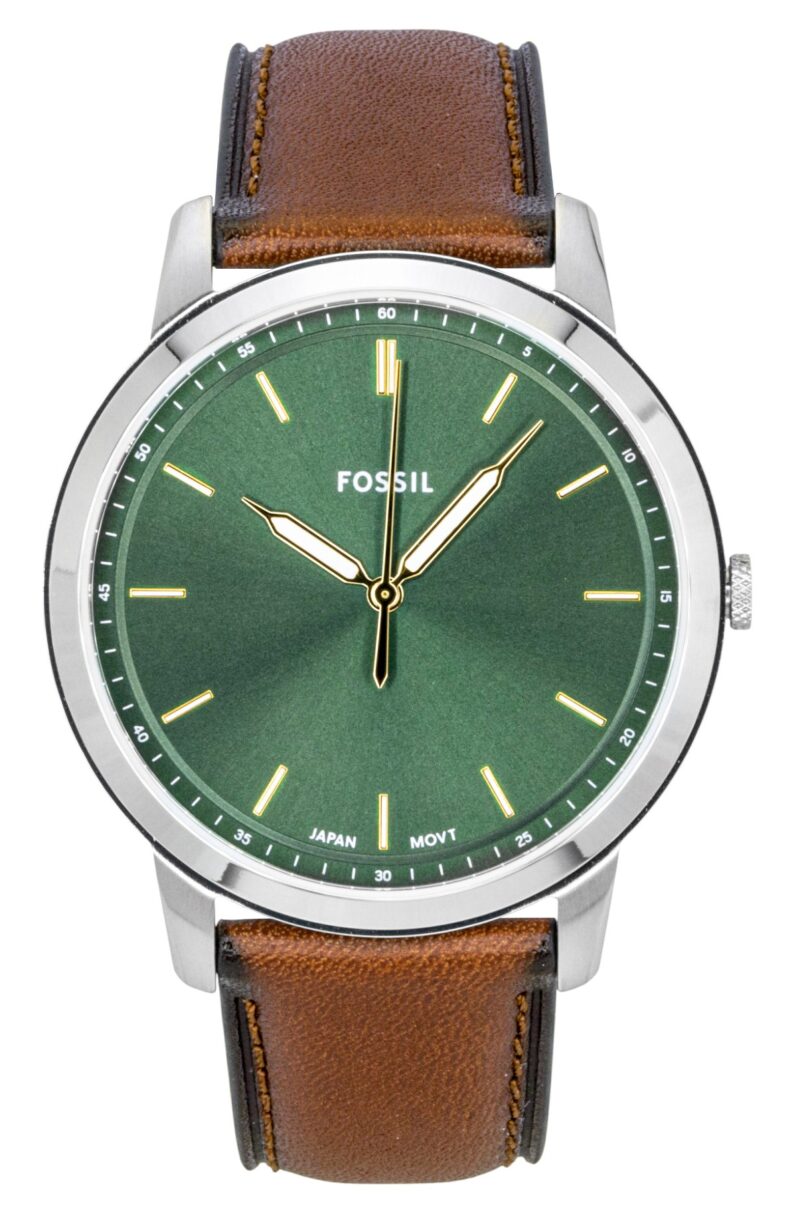 Fossil Minimalist Leather Strap Green Dial Quartz FS6094 Men's Watch Fossil Minimalist Leather Strap Green Dial Quartz FS6094 Men's Watch