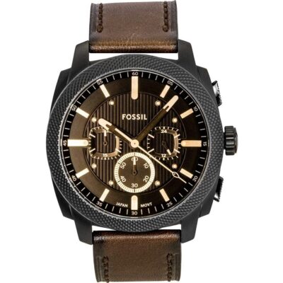 Fossil Machine Chronograph Leather Strap Brown Dial Quartz FS6101 Men's Watch