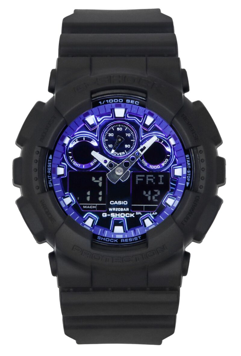 Casio G-Shock Analog Digital Resin Strap Blue Dial Quartz GA-100FL-1A 200M Men's Watch