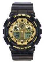 Casio G-Shock Resin Strap Analog Digital Gold Dial Quartz GA-100GGB-1A9 200M Men's Watch