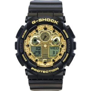 Casio G-Shock Resin Strap Analog Digital Gold Dial Quartz GA-100GGB-1A9 200M Men's Watch