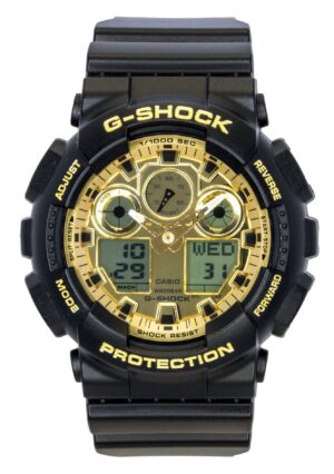 Casio G-Shock Resin Strap Analog Digital Gold Dial Quartz GA-100GGB-1A9 200M Men's Watch