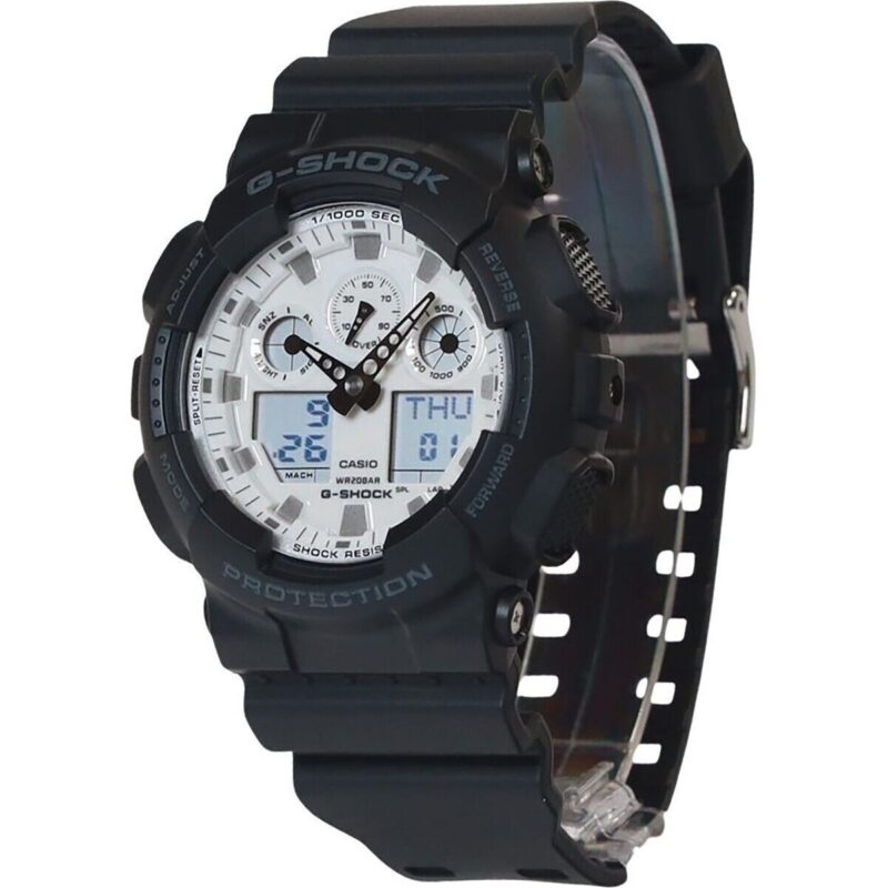 Casio G-Shock Analog Digital Resin Strap White Dial Quartz GA-100WD-1A 200M Men's Watch Casio G-Shock Analog Digital Resin Strap White Dial Quartz GA-100WD-1A 200M Men's Watch