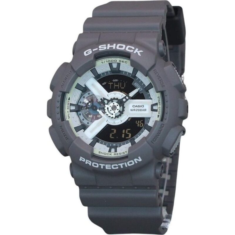 Casio G-Shock Hidden Glow Series Analog Digital Resin Strap Grey Dial Quartz GA-110HD-8A 200M Men's Watch