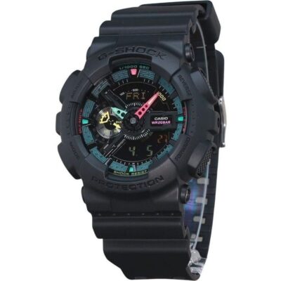 Casio G-Shock Analog Digital Multi Fluorescent Accents Series Resin Strap Black Dial Quartz GA-110MF-1A 200M Men's Watch