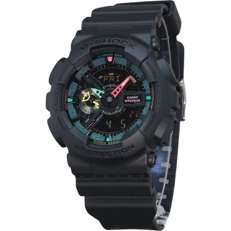 Casio G-Shock Analog Digital Multi Fluorescent Accents Series Resin Strap Black Dial Quartz GA-110MF-1A 200M Men's Watch Casio G-Shock Analog Digital Multi Fluorescent Accents Series Resin Strap Black Dial Quartz GA-110MF-1A 200M Men's Watch