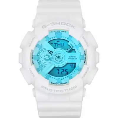 Casio G-Shock Analog Digital White Resin Strap Multicolor Dial Quartz GA-110TL-7A 200M Men's Watch