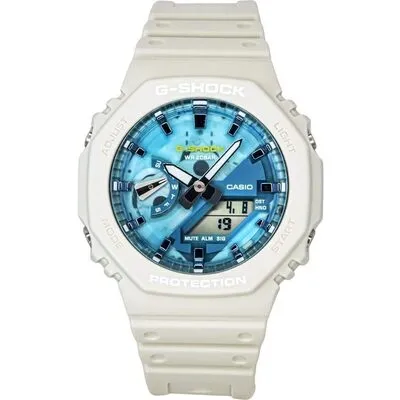 Casio G-Shock Analog Digital Bio-Based Resin Strap Blue Dial Quartz GA-2100AS-5A 200M Men's Watch