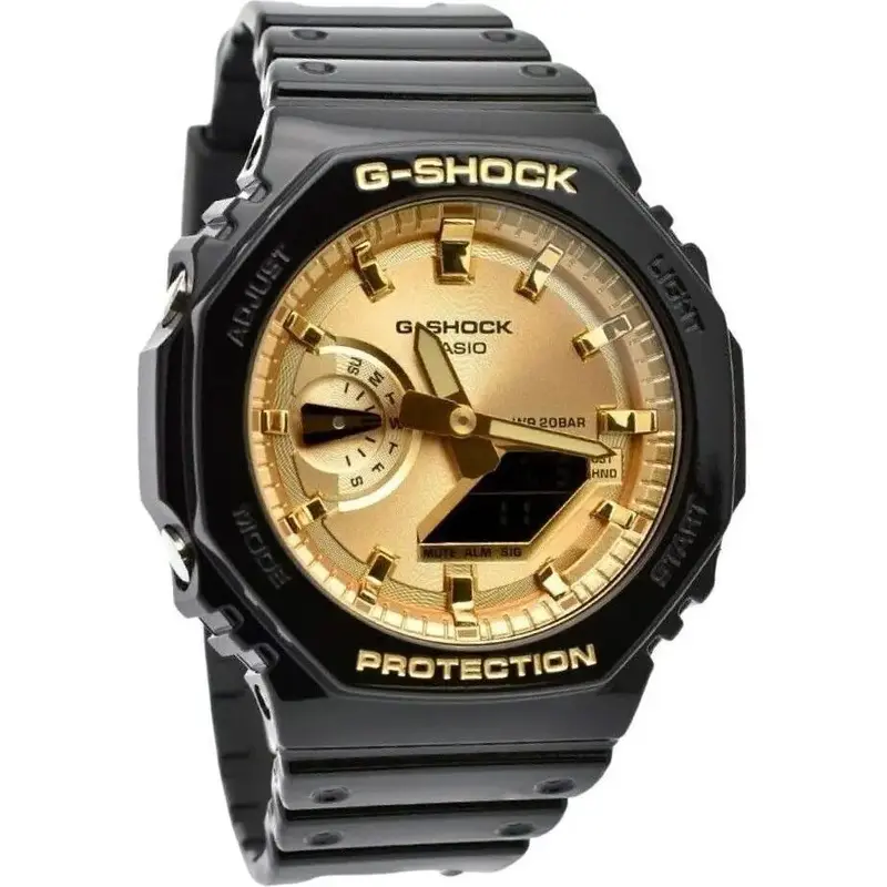 Casio G-Shock Analog Digital Black And Gold Color Resin Strap Quartz GA-2100GB-1A 200M Men's Watch