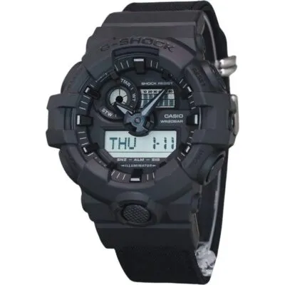 Casio G-Shock Analog Digital Eco Cloth Strap Black Dial Quartz GA-700BCE-1A 200M Men's Watch