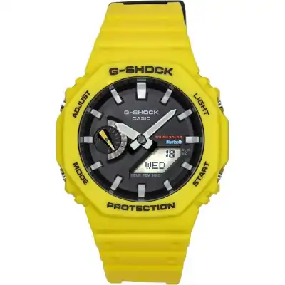 Casio G-Shock Mobile Link Analog Digital Yellow Resin Strap Black Dial Solar GA-B2100C-9A 200M Men's Watch