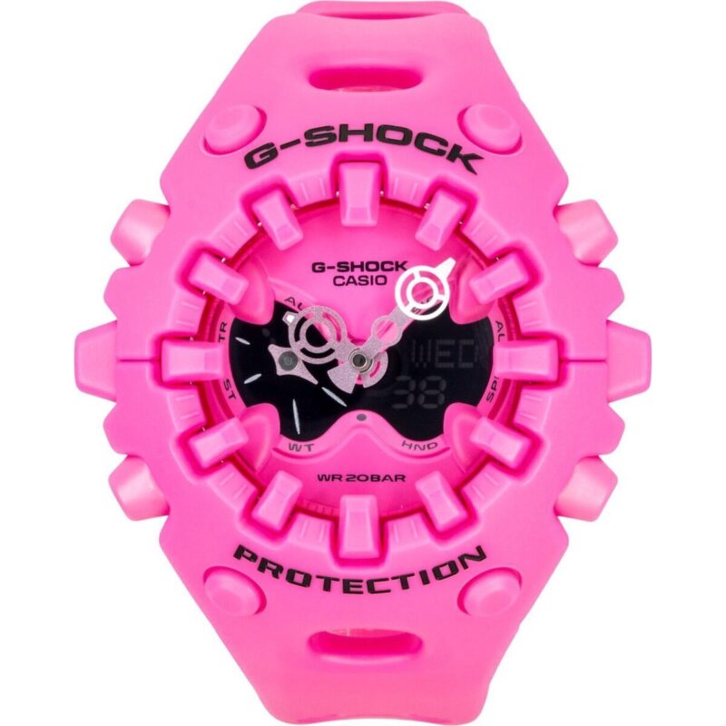 Casio G-Shock Analog Digital Pink Resin Strap Pink Dial Quartz GA-V01-4A 200M Men's Watch