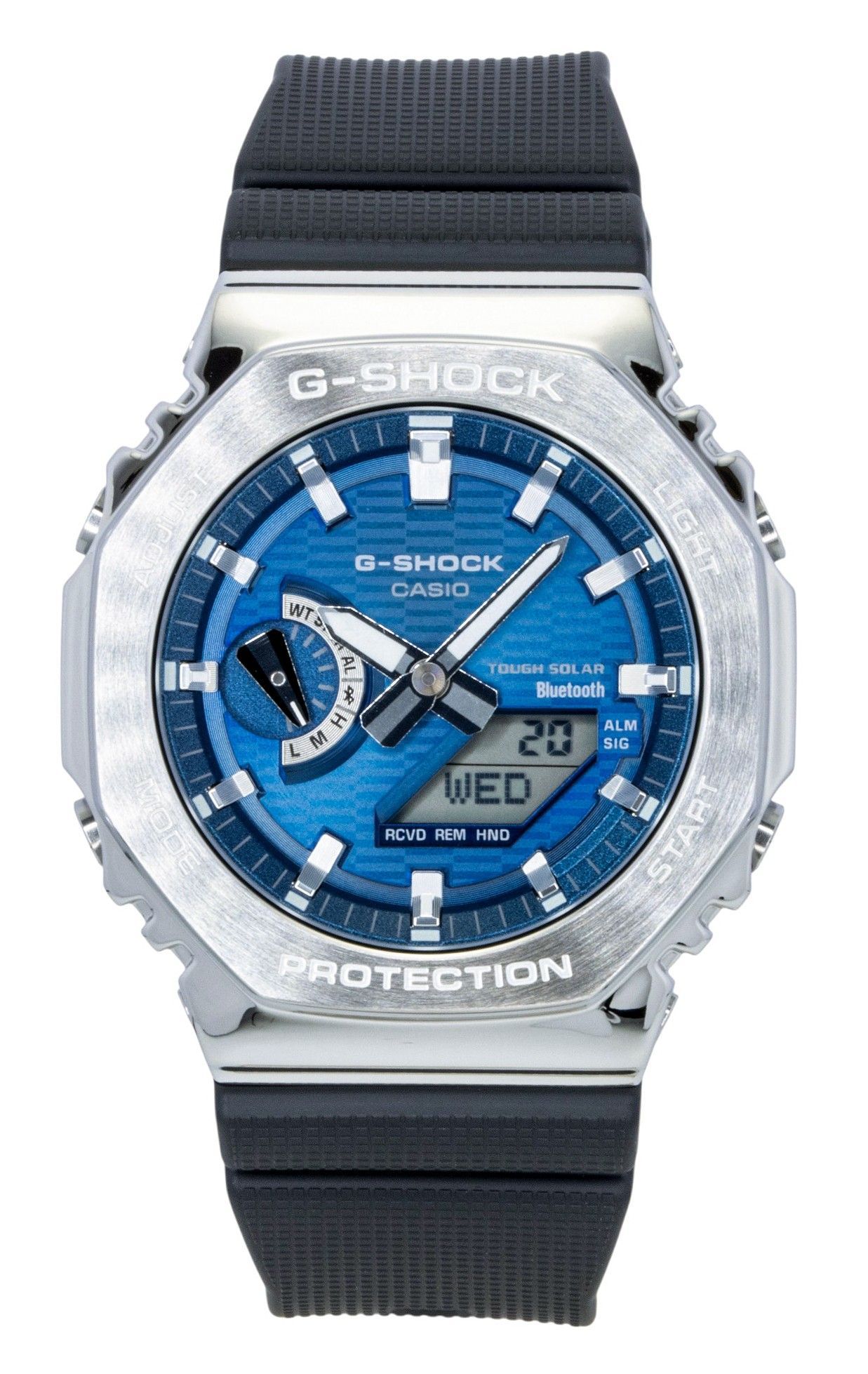 Casio G-Shock G-Steel Bio-Based Resin Strap Smartphone Link Analog Digital Blue Dial Solar GBM-2100A-2B 200M Men's Watch
