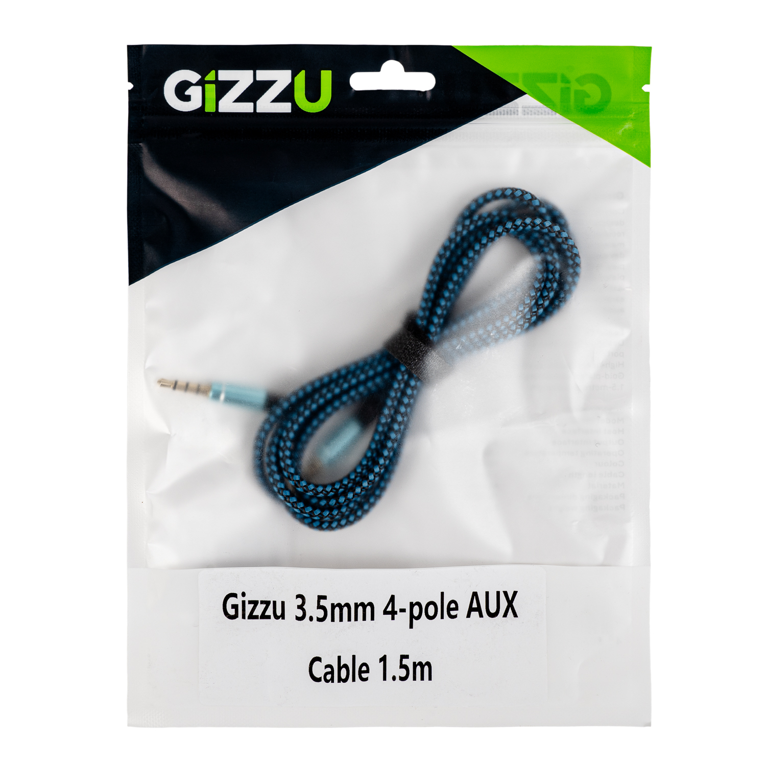 Gizzu 3.5mm AUX Cable 1.5m - Black/Blue 4 Gizzu 3.5mm AUX Cable 1.5m - Black/Blue - Image 4
