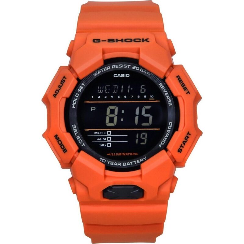 Casio G-Shock Digital Bio-Based Orange Resin Strap Black Dial Quartz GD-010-4 200M Men's Watch