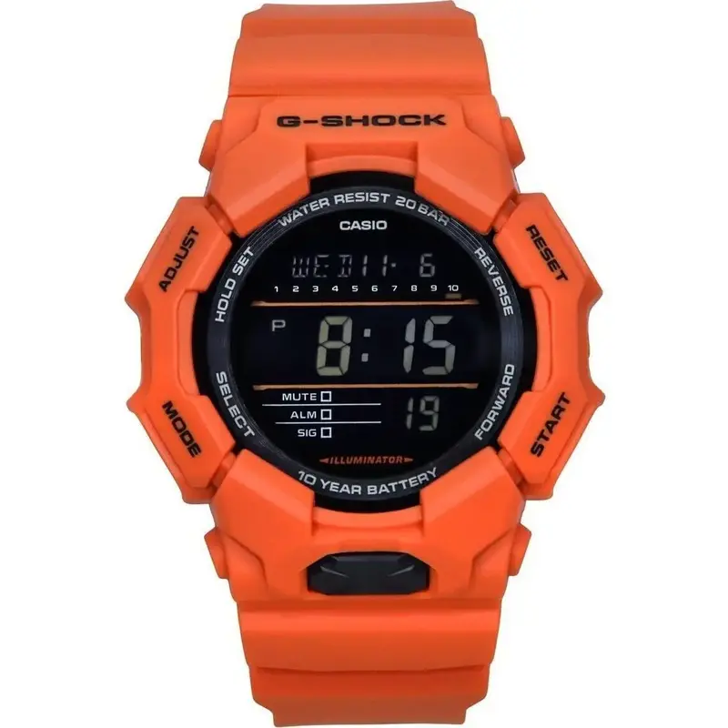 Casio G-Shock Digital Bio-Based Orange Resin Strap Black Dial Quartz GD-010-4 200M Men's Watch