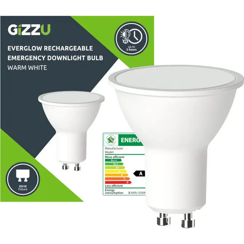 Gizzu Everglow Rechargeable Warm White Emergency Downlight Bulb