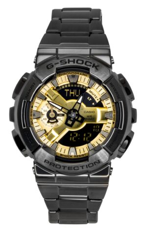 Casio G-Shock Analog Digital Stainless Steel Gold Dial Quartz GM-110BD-1A9 200M Men's Watch
