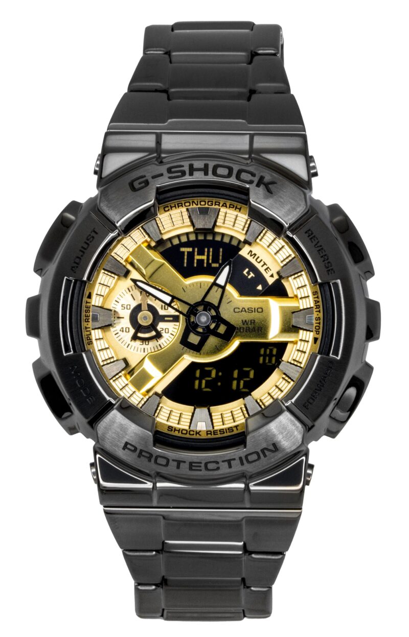 Casio G-Shock Analog Digital Stainless Steel Gold Dial Quartz GM-110BD-1A9 200M Men's Watch