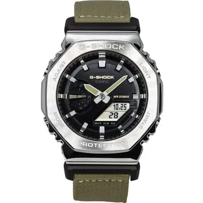 Casio G-Shock Utility Metal Collection Analog Digital Cloth Strap Black Dial Quartz GM-2100C-5A 200M Men's Watch