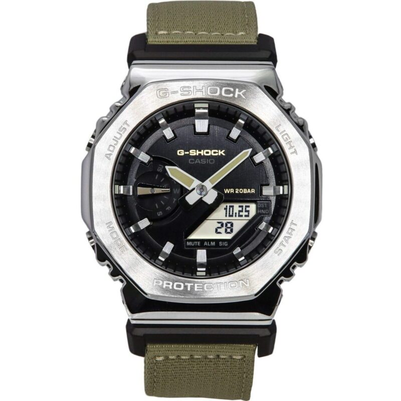 Casio G-Shock Utility Metal Collection Analog Digital Cloth Strap Black Dial Quartz GM-2100C-5A 200M Men's Watch