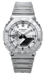 Casio G-Shock G-Steel Fine Metallic Tough Silicone Strap Grey Dial Quartz GM-2100YM-8A 200M Men's Watch
