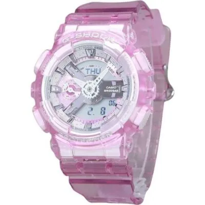 Casio G-Shock Analog Digital Virtual Worlds Translucent Pink Multicolor Dial Quartz GMA-S110VW-4A 200M Women's Watch