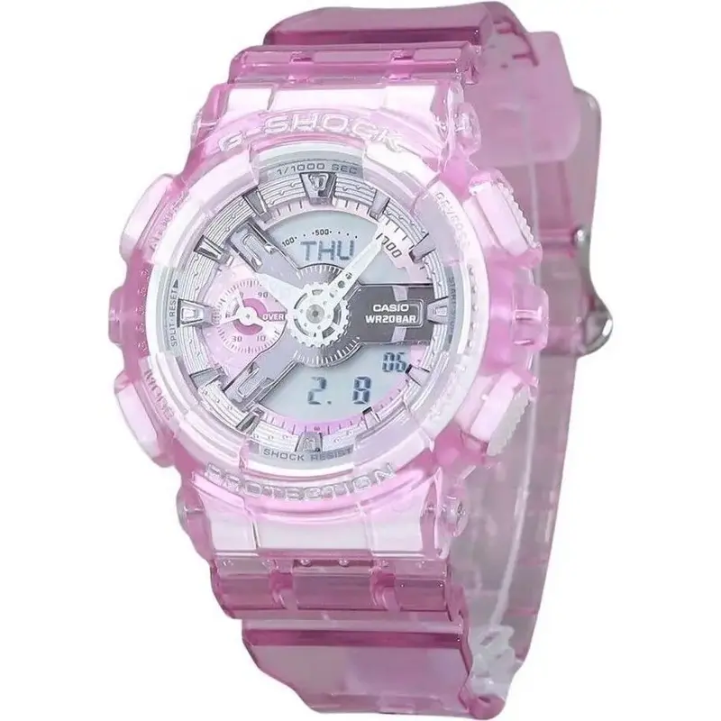Casio G-Shock Analog Digital Virtual Worlds Translucent Pink Multicolor Dial Quartz GMA-S110VW-4A 200M Women's Watch