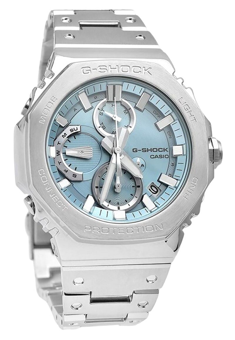 Casio G-Shock Full Metal Analog Chronograph Smartphone Link Ice Blue Dial Tough Solar GMC-B2100AD-2A 200M Men's Watch
