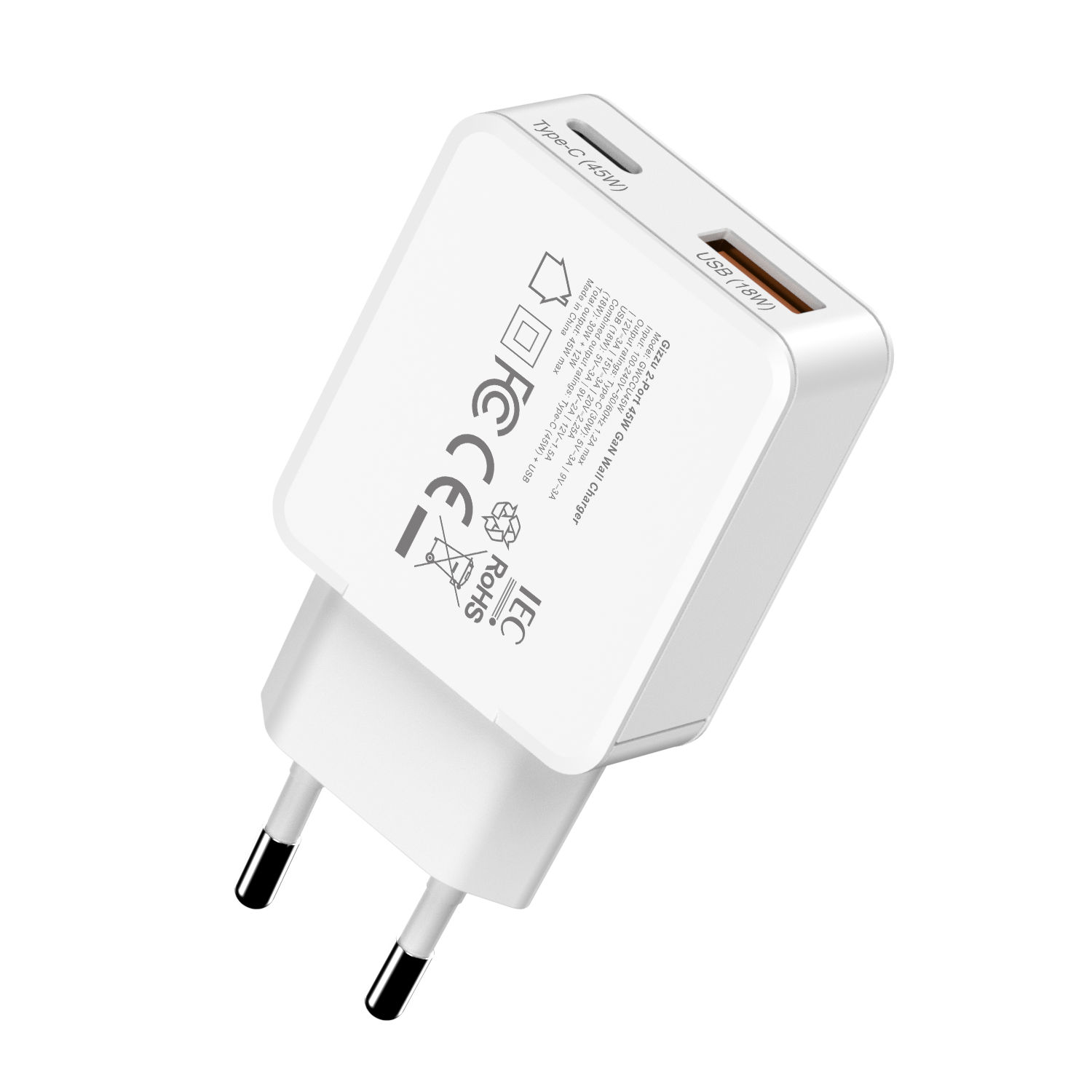 Gizzu 2-Port 45W GaN Wall Charger - Image 4
