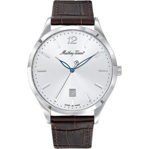 Mathey-Tissot Urban Leather Strap Silver Dial Quartz H411AS Men's Watch