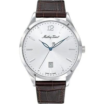Mathey-Tissot Urban Leather Strap Silver Dial Quartz H411AS Men's Watch