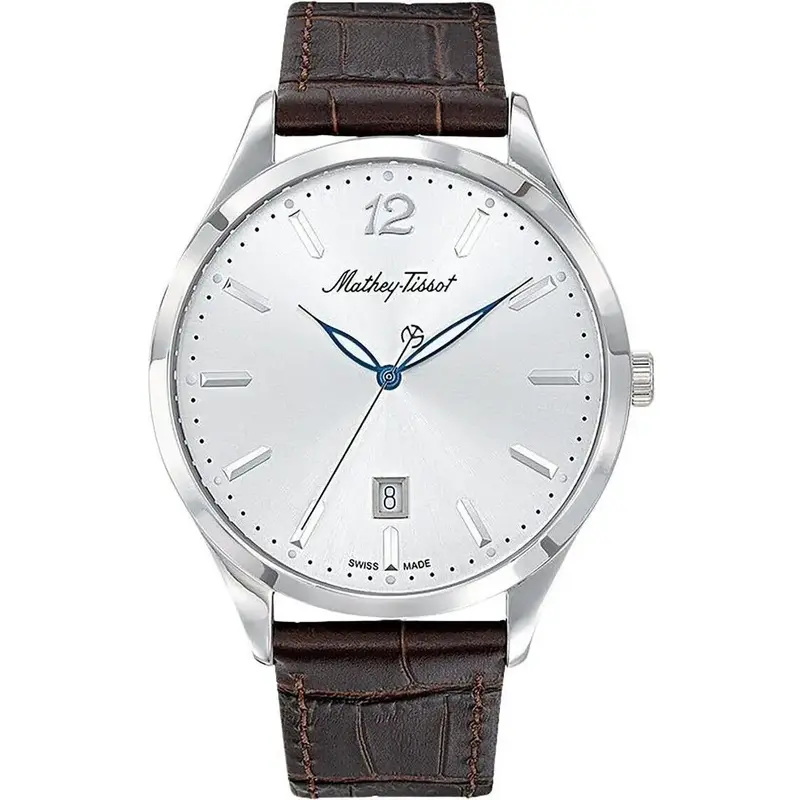 Mathey-Tissot Urban Leather Strap Silver Dial Quartz H411AS Men's Watch