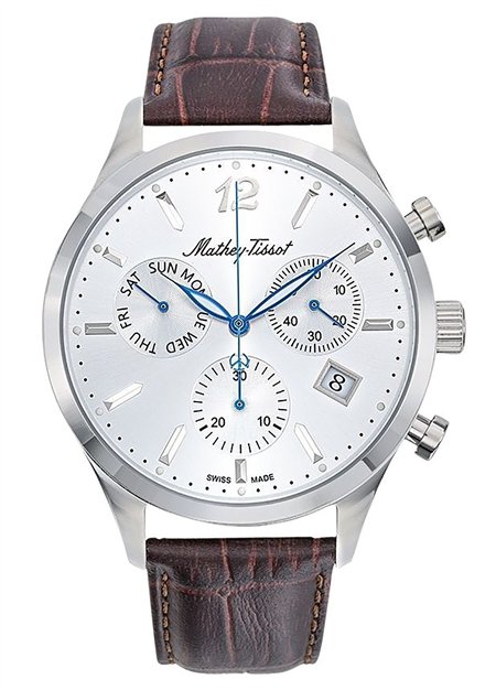 Mathey-Tissot Urban Chrono Leather Strap Silver Dial Quartz H411CHALS Men's Watch