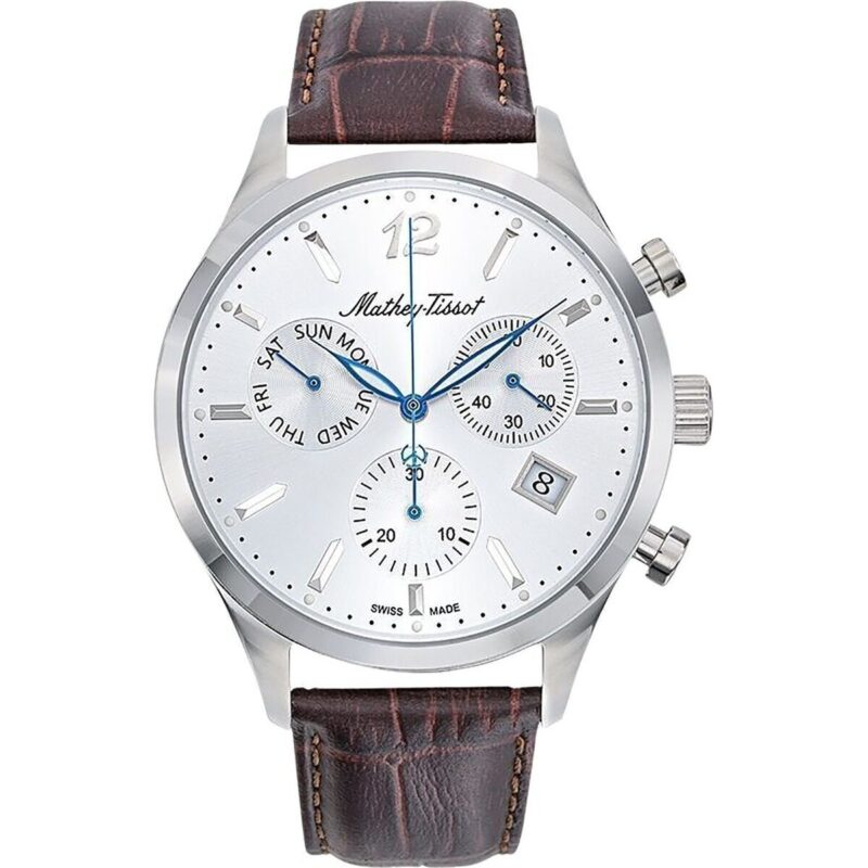 Mathey-Tissot Urban Chrono Leather Strap Silver Dial Quartz H411CHALS Men's Watch