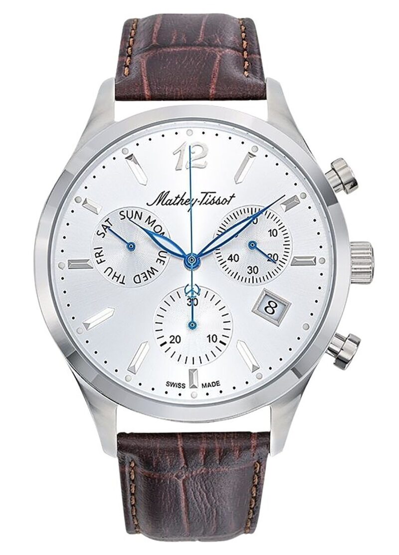 Mathey-Tissot Urban Chrono Leather Strap Silver Dial Quartz H411CHALS Men's Watch
