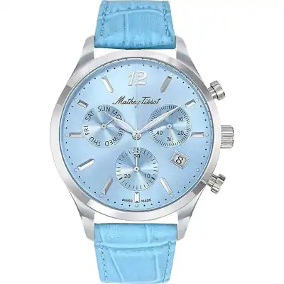 Mathey-Tissot Urban Chrono Leather Strap Blue Dial Quartz H411CHALSKY Men's Watch