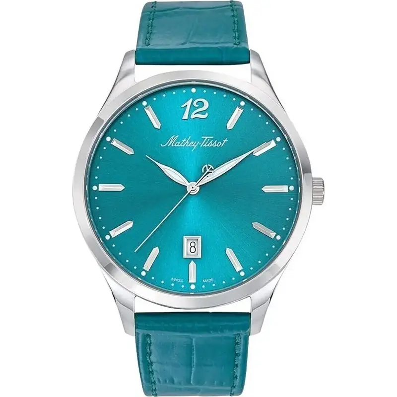 Mathey-Tissot Urban Leather Strap Green Dial Quartz H411PET Men's Watch