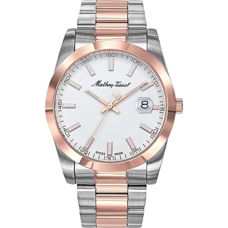 Mathey-Tissot Mathy I Two-Tone Stainless Steel White Dial Quartz H450RA Men's Watch Mathey-Tissot Mathy I Two-Tone Stainless Steel White Dial Quartz H450RA Men's Watch