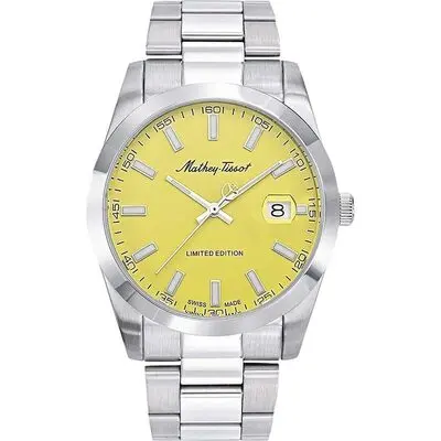 Mathey-Tissot Mathy Sunray Limited Edition Stainless Steel Yellow Dial Quartz H451J Men's Watch