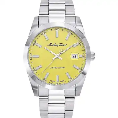 Mathey-Tissot Mathy Sunray Limited Edition Stainless Steel Yellow Dial Quartz H451J Men's Watch