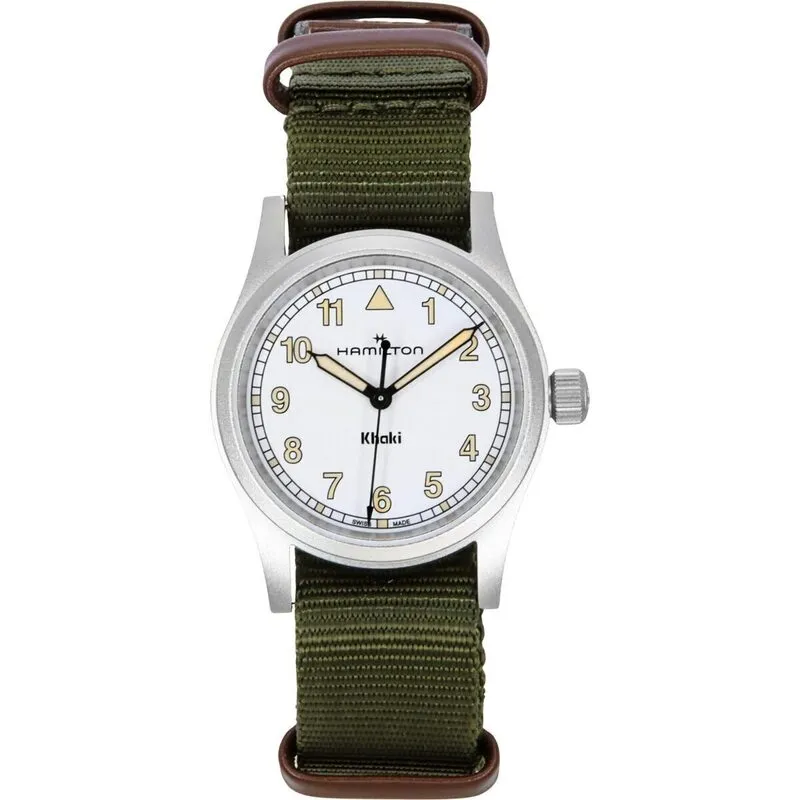 Hamilton Khaki Field Textile Strap White Dial Quartz H69301910 Unisex Watch