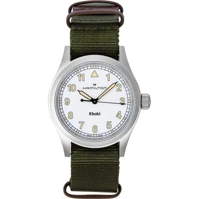 Hamilton Khaki Field Textile Strap White Dial Quartz H69401910 Unisex Watch